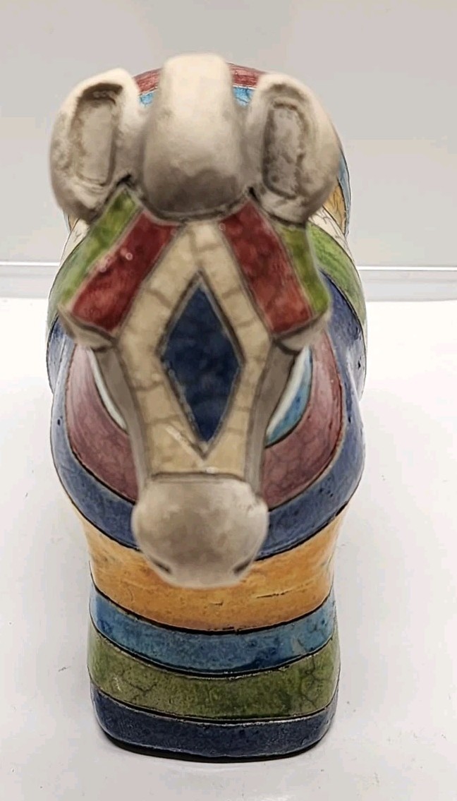 Colorful Zebra/Horse Handmade Pottery Figure Made In South Africa
