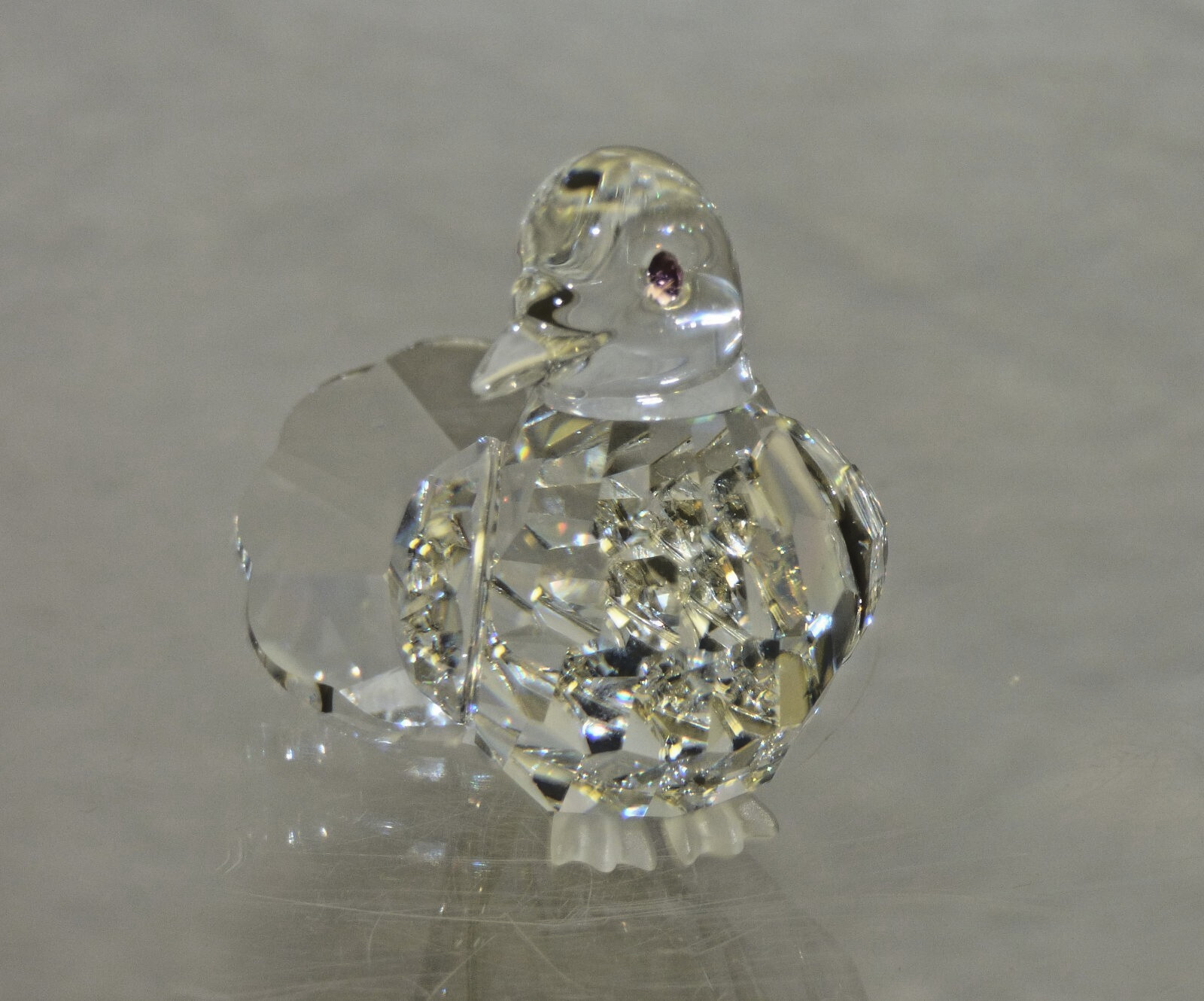 Swarovski Crystal Turtle Dove Bird Figurine Pink Eyes & Fan Tail 191696 EUC 7605