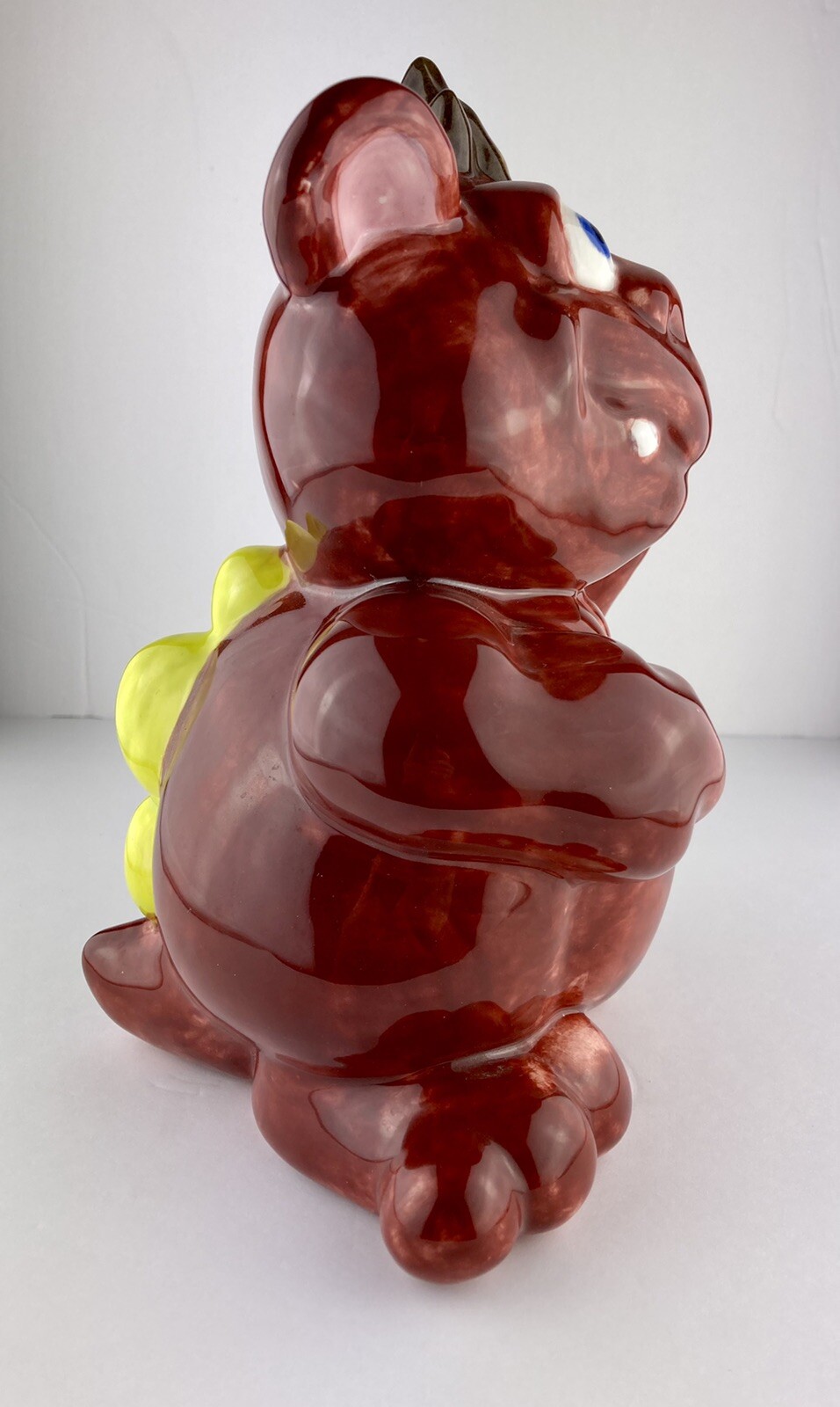 Large Studio Art Pottery Monster Goggly Eyes Piggy Coin Bank 10”