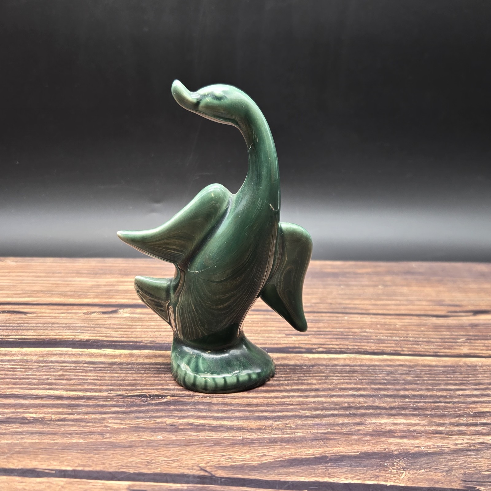 Roselane Pottery Goose Figurine Green 5″
