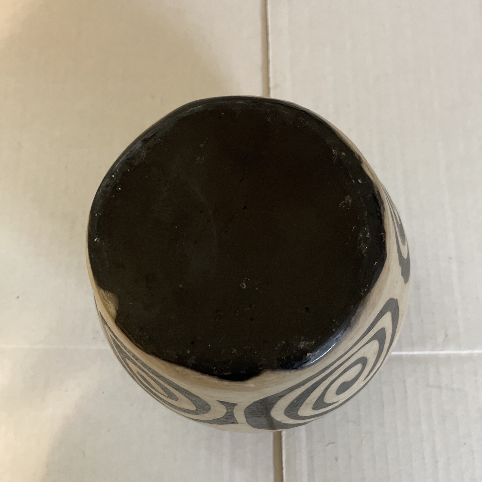 Art Deco Style Brown And Cream 5 1/2” Stoneware Vase