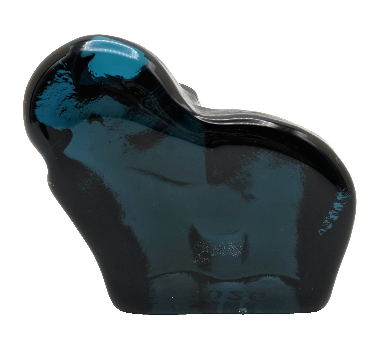Blenko Elephant Critter Cerulean/Blue Paperweight/Figurine 2026 Trunk-Up