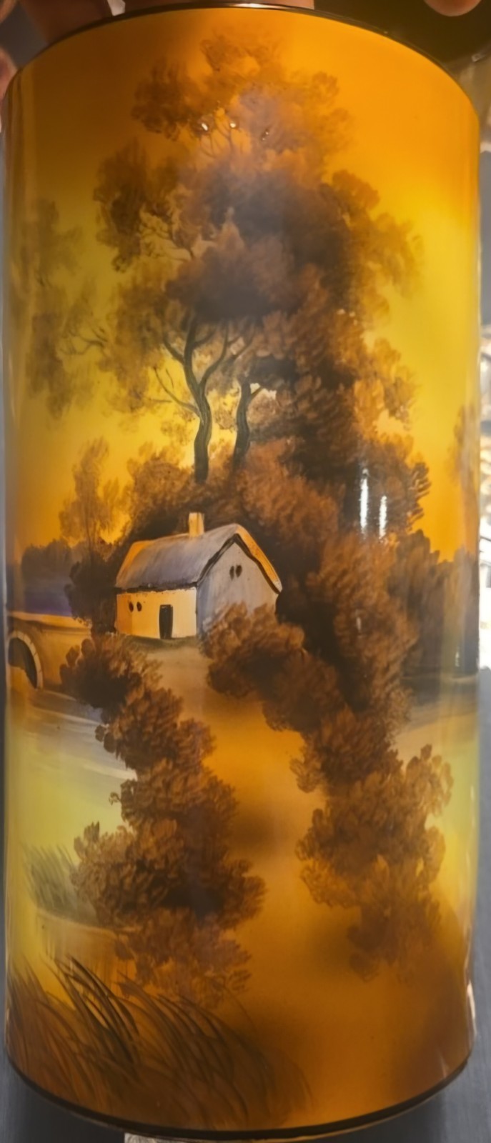 Noritake Morimura hand-painted Cylinder Mantel Vase 9.5″ Tall period 1900-1930