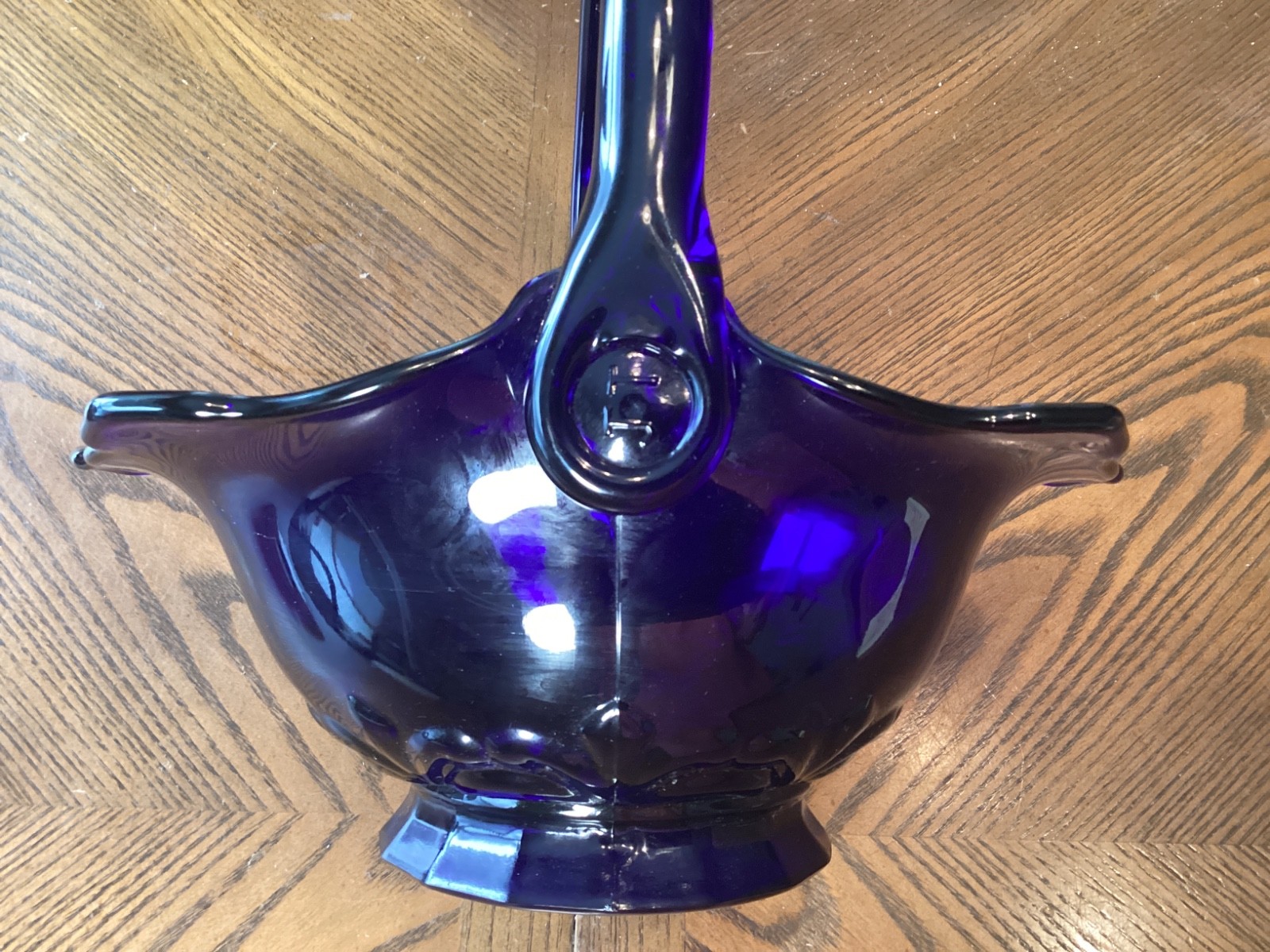 TIARA COBALT BLUE DAISY DIANE HANDLED BASKET RARE D1