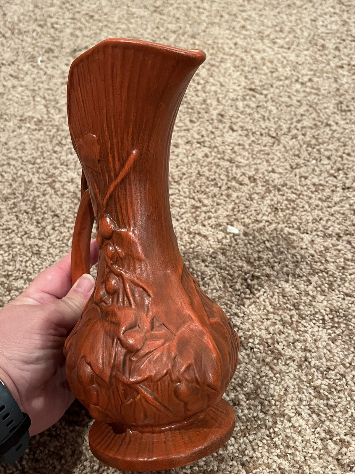 Ceramic/pottery Red Vase. 9.5 Inches Tall