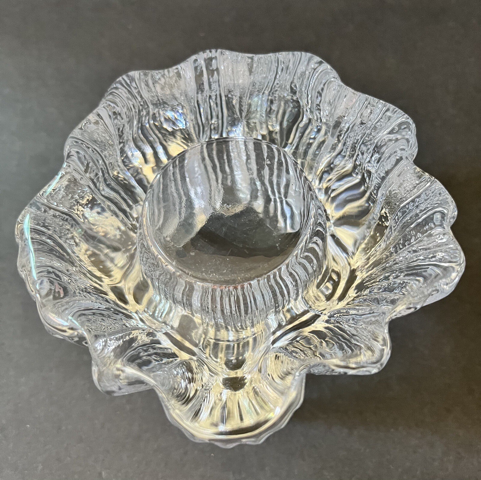 MCM Large Nybro Volcano Iceberg Glass Candle Holder Rune Strand Sweden