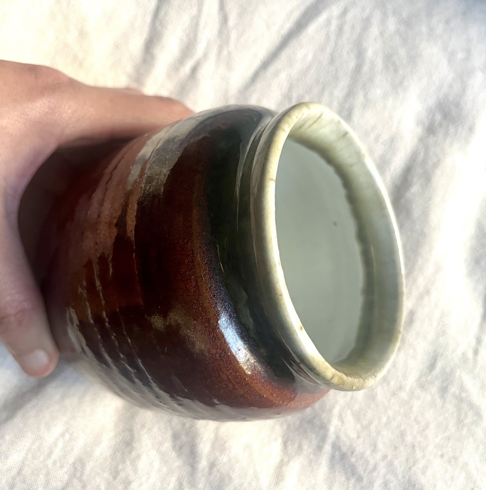 Artist Small Pottery Vessel Brown Ceramic Vase Hand Thrown Boho Cottage Core
