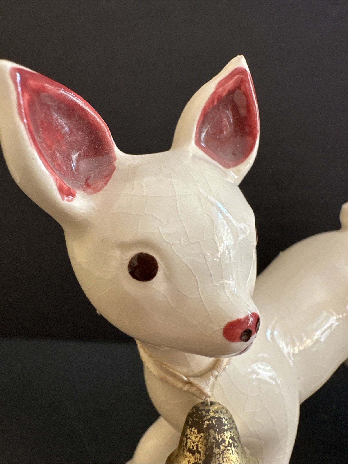 Vtg Rio Hondo California Pottery Fawn Deer Rudolf Figurine bell Christmas Decor