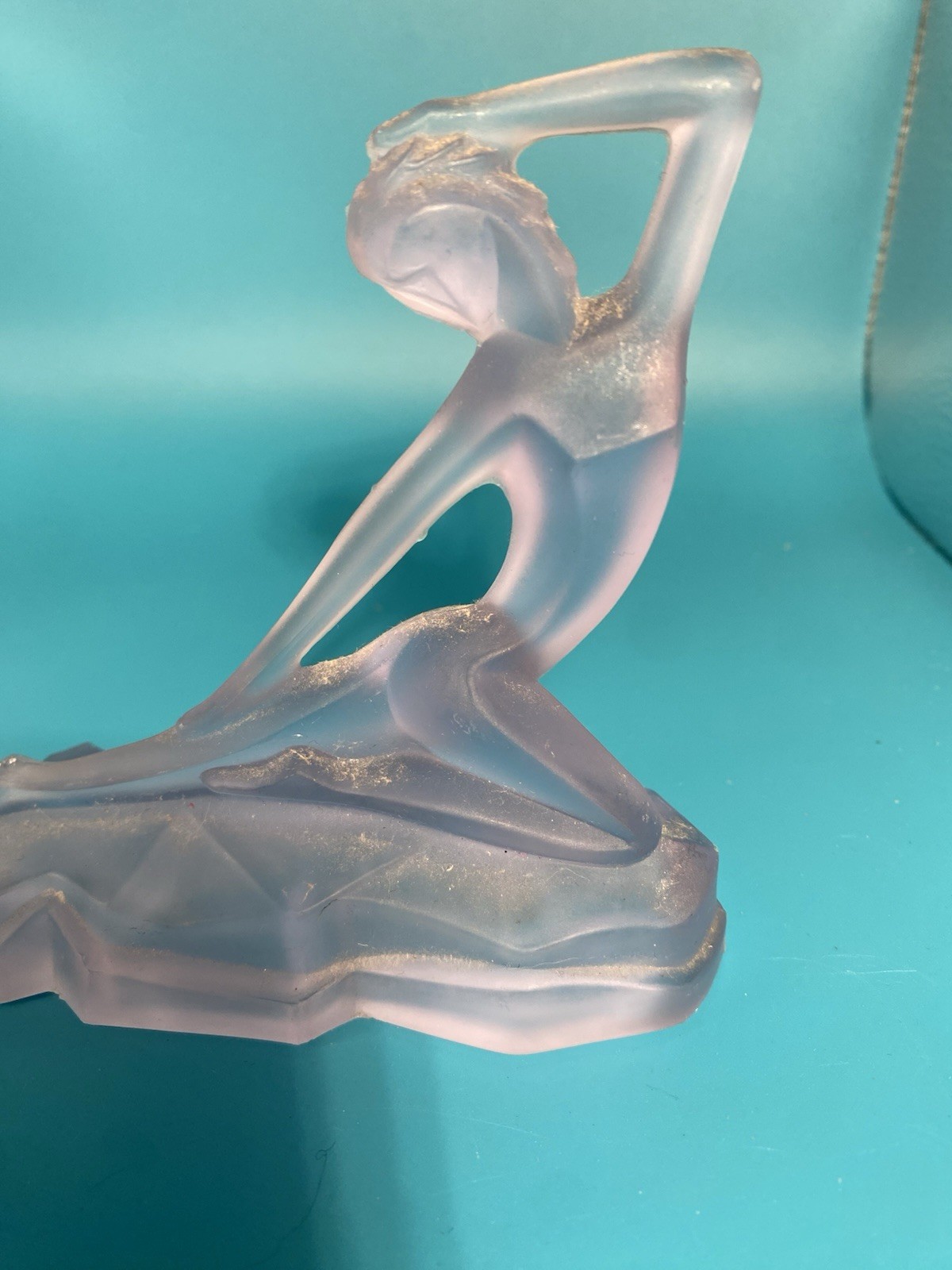Vintage Curt Schlevogt Frosted Crystal Dancer Figurine, Art Deco Statue