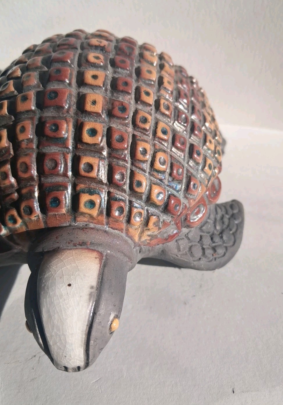 South Africa Art Pottery Raku Tortoise Turtle Animal Handmade Vintage Folk Art