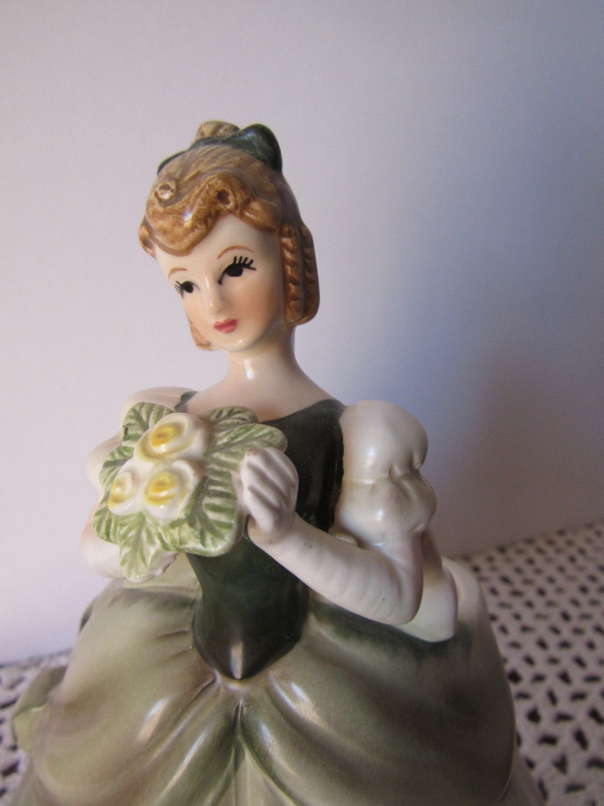 Vintage Topline Imports Figure Lady Planter Vase #50/146 6 Inches Green