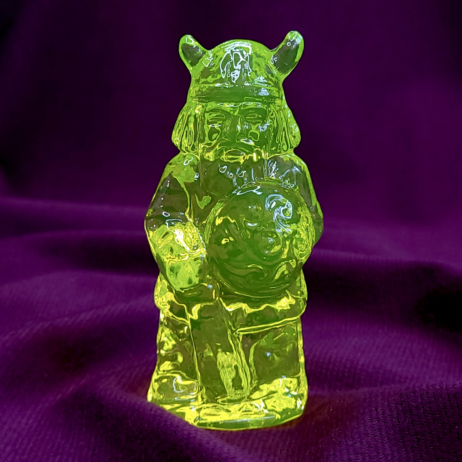 Viking Uranium Glass Collectible Vaseline Yellow Glass Figurine Art Glass