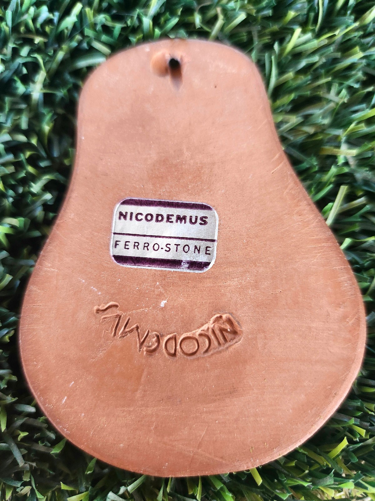 Vintage Nicodemus Pottery Ferro Stone Christmas Ornament Partridge Pear Tree