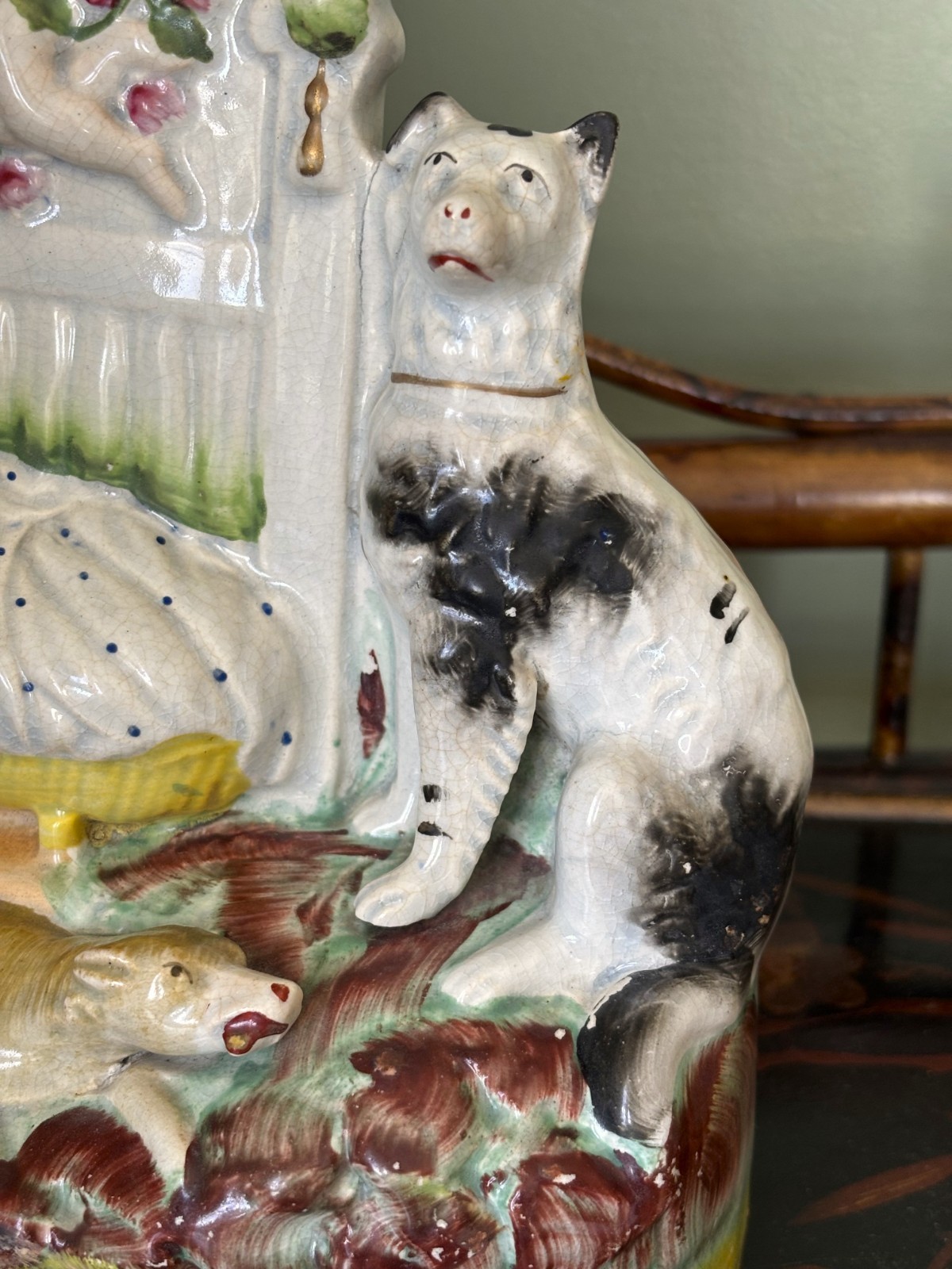 C1860 Antique Staffordshire Gelert Dog Watch Holder #2