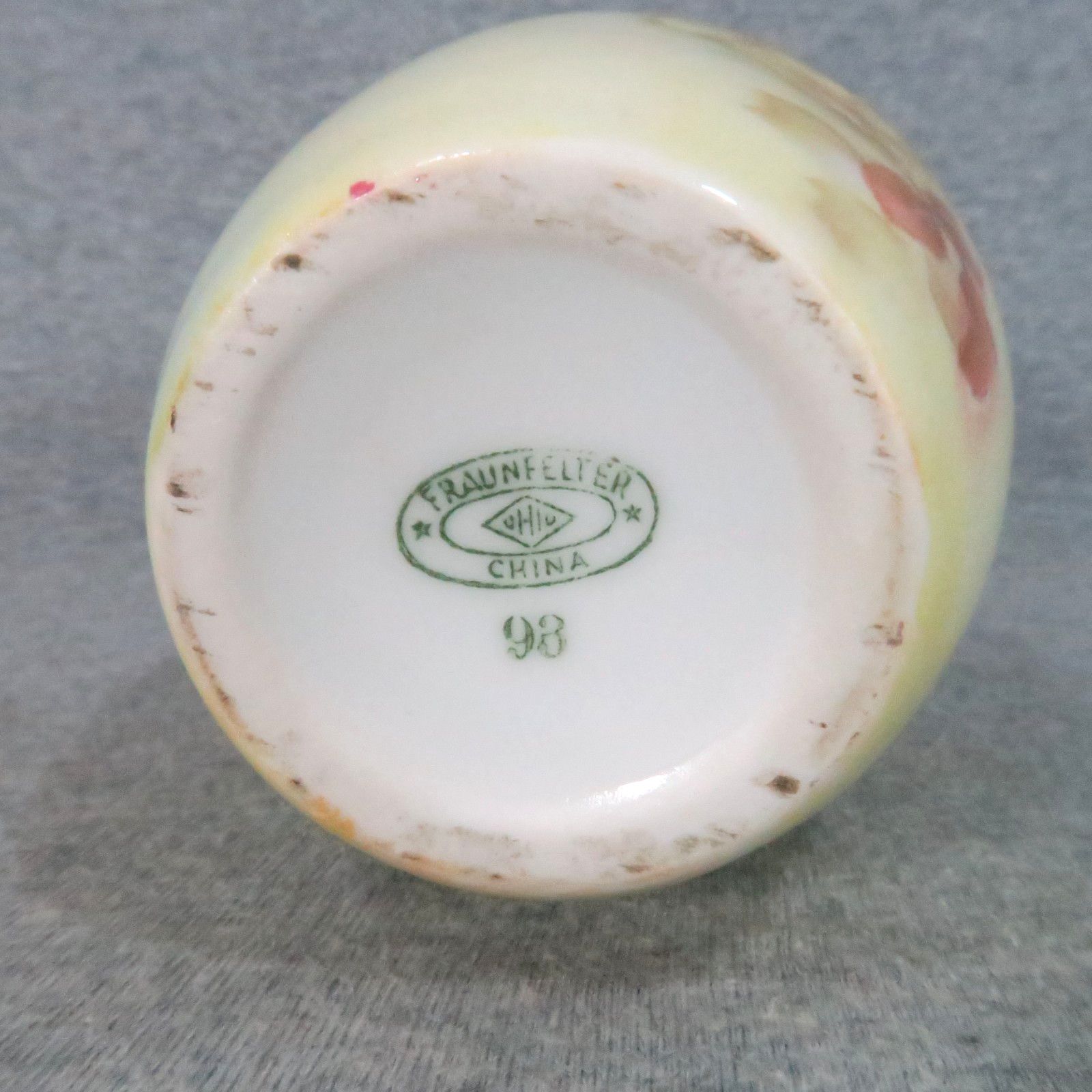 Fraunfelter China Hand Painted Vase Floral Rose Bouquet Antique Cottagecore