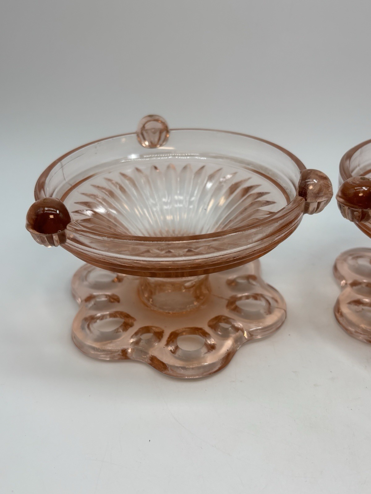 Vtg Anchor Hocking Pink Depression Glass Candlestick Old Colony/ Lace Edge ‘30’s