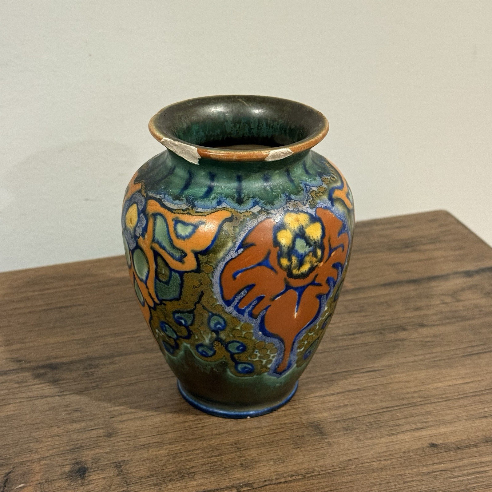 Gouda Holland 562 “Francis” Art Pottery Vase Hand Painted Dutch Deco c.1920s