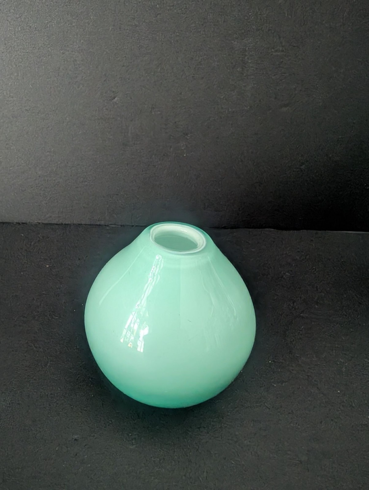 Collection Of 3 Mint Green Handblown Cased Art Glass Vases