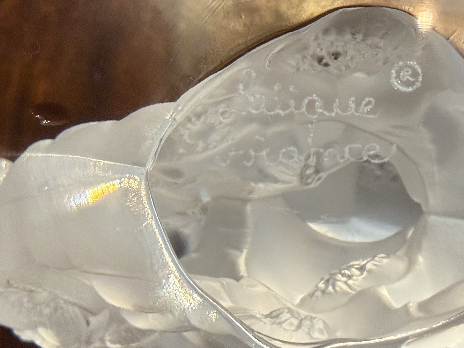 LALIQUE MESANGES FROSTED CRYSTAL CANDLEHOLDER BIRDS AMONG FLOWERS w/Bobeche