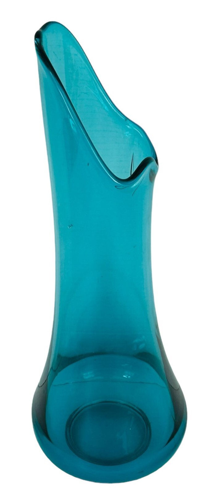 LE SMITH PEACOCK BLUE 19″ SWUNG VASE Fat Bottom VINTAGE MCM Smoothie Turquoise