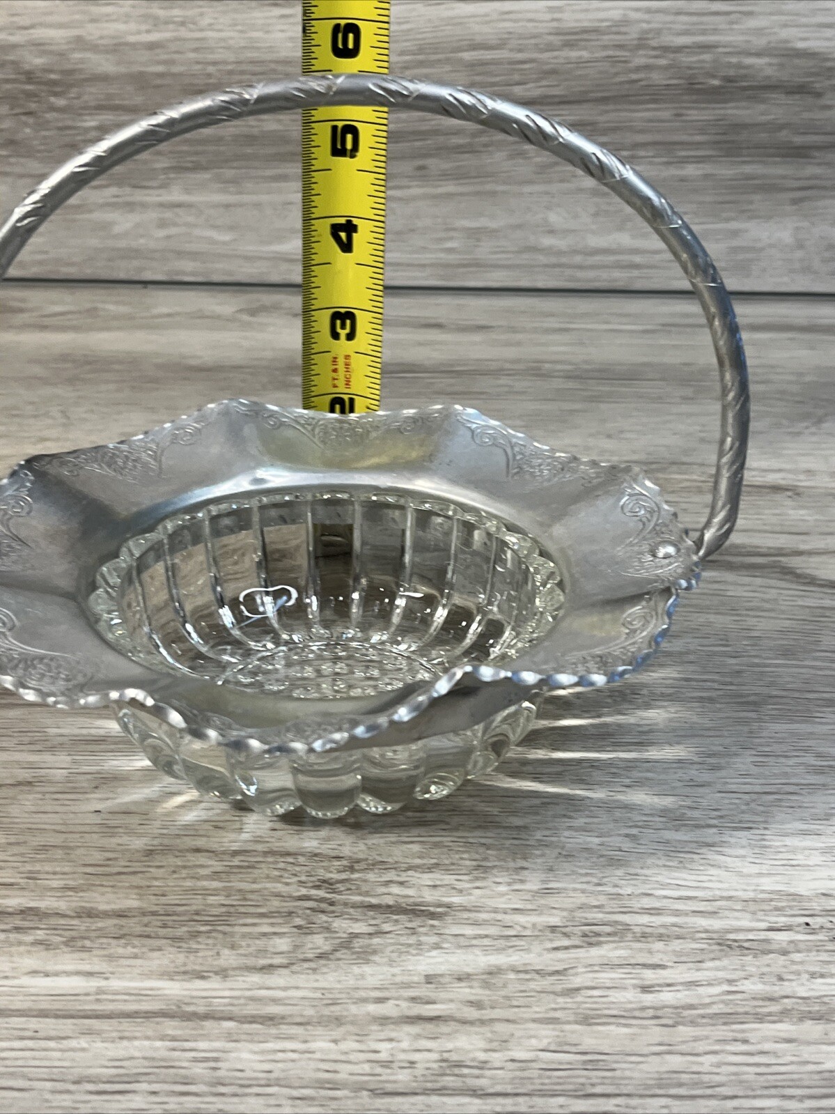 Farber and Shlevin Hand Wrought Aluminum and Glass Wedding Basket 1710 MCM
