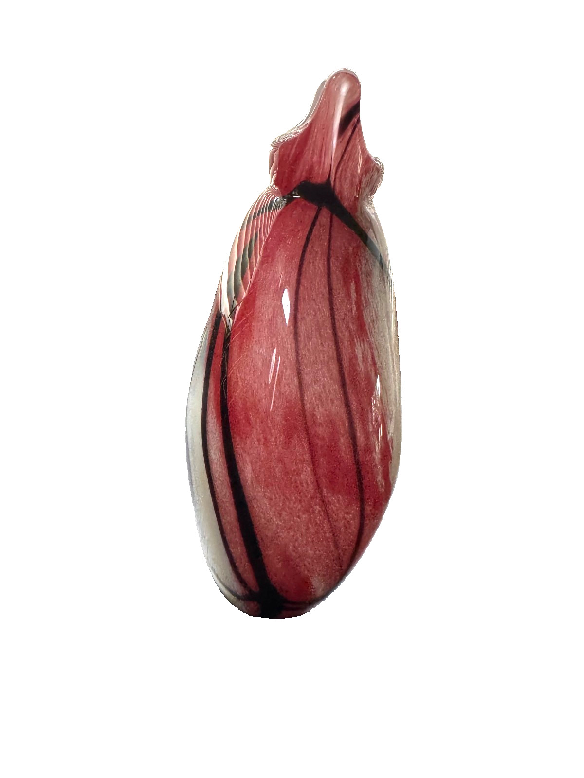 Colorful Abstract Blown Art Glass Vase Red-Black-Yellow-Blue-White