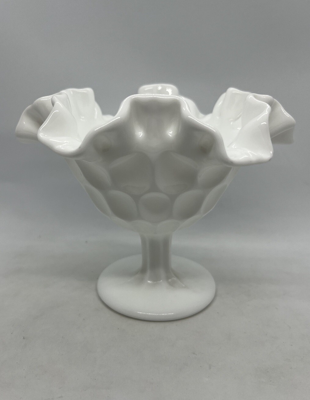 Vintage Fenton Thumbprint Milkglass Compote