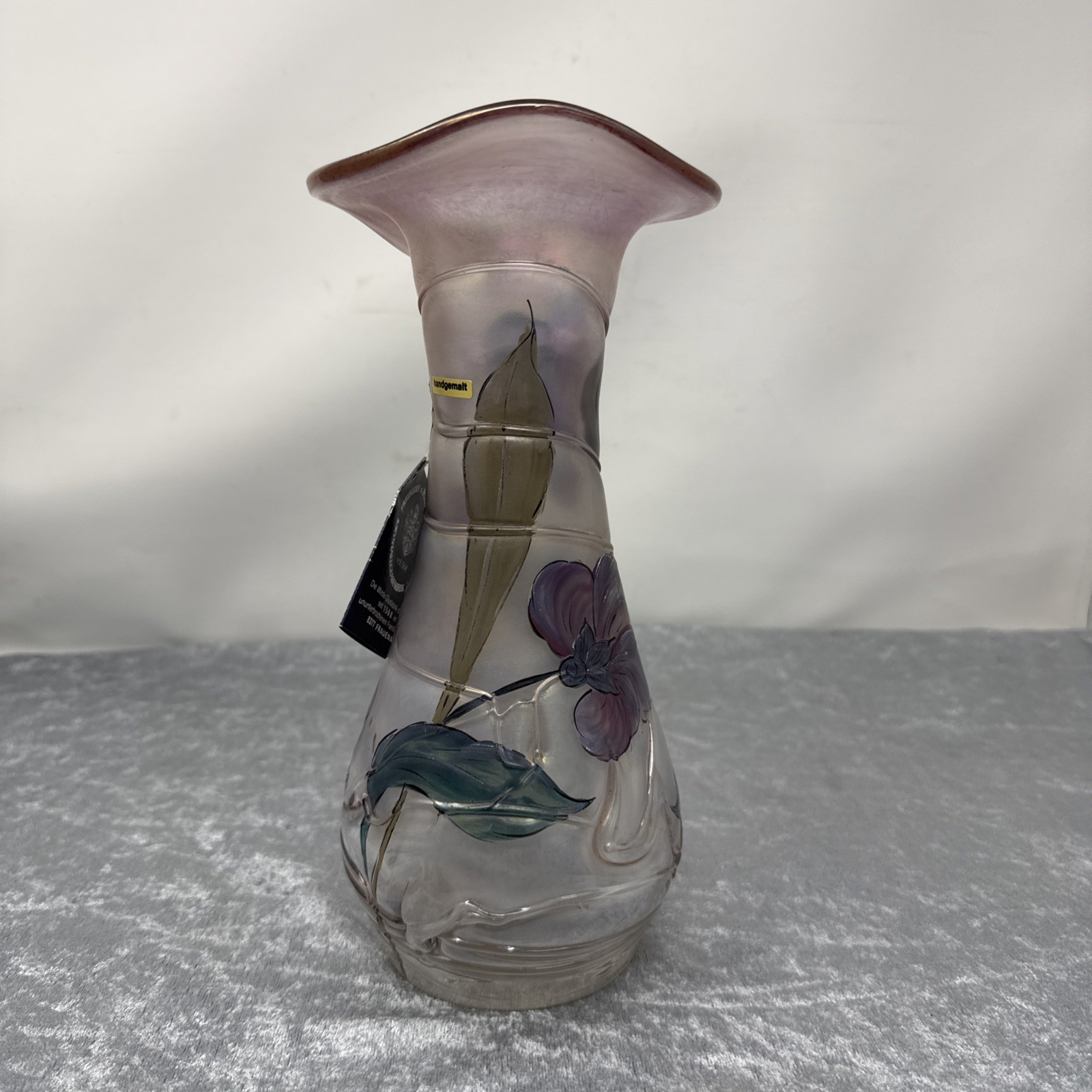 Freiherr Von Poschinger Jugendstil Glass Vase Hand-Painted 25cm
