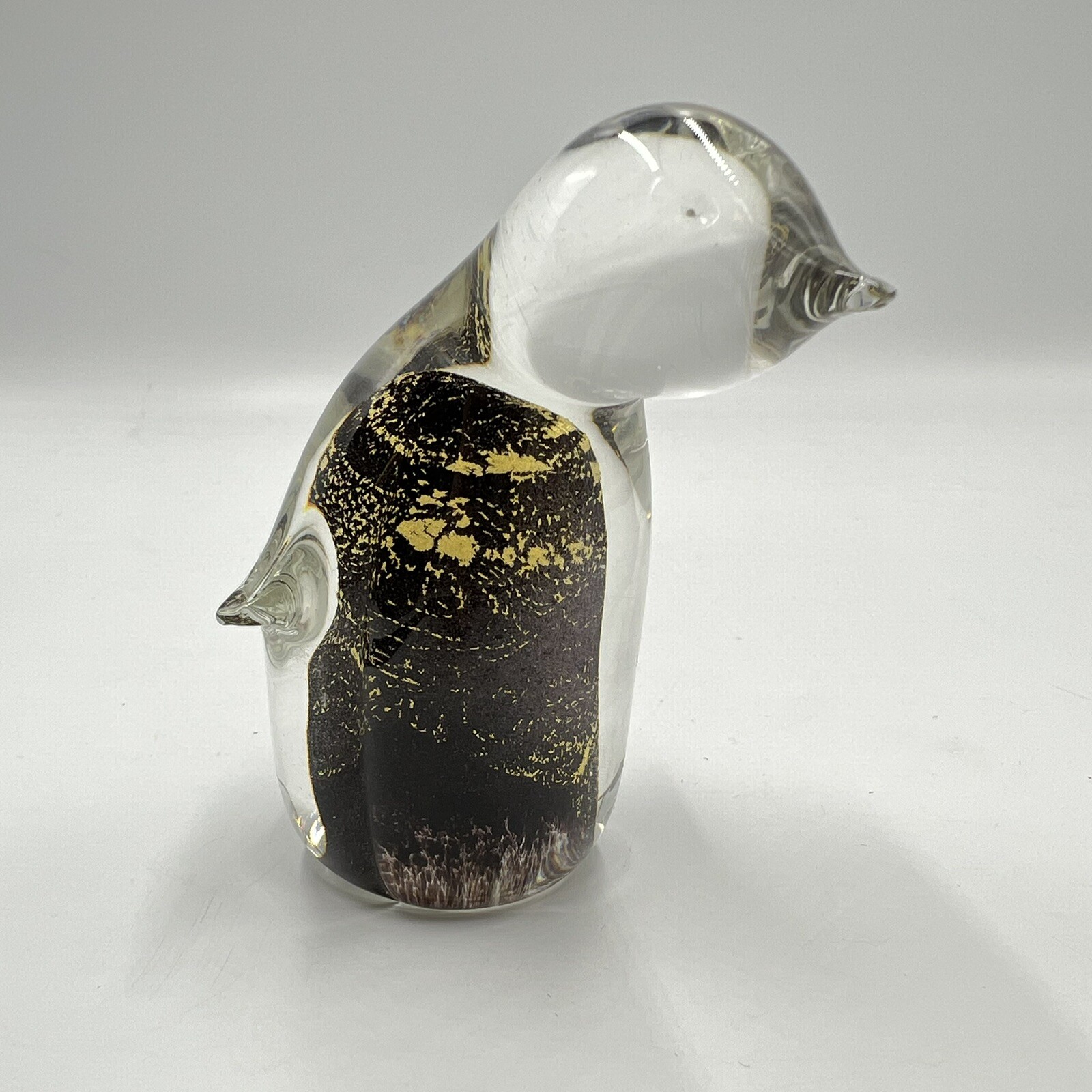 Eamonn Vereker Australia 3.25″ Studio Art Glass Penguin Black Gold Paperweight