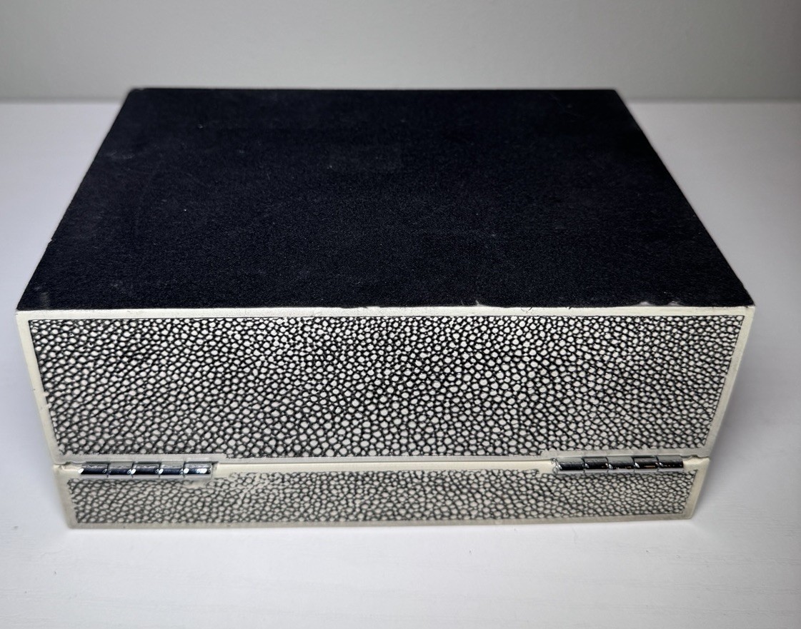 Vintage Shagreen Keepsake Box Blue/Black White – Heavy – 4 Pounds – 3”x5”x7”