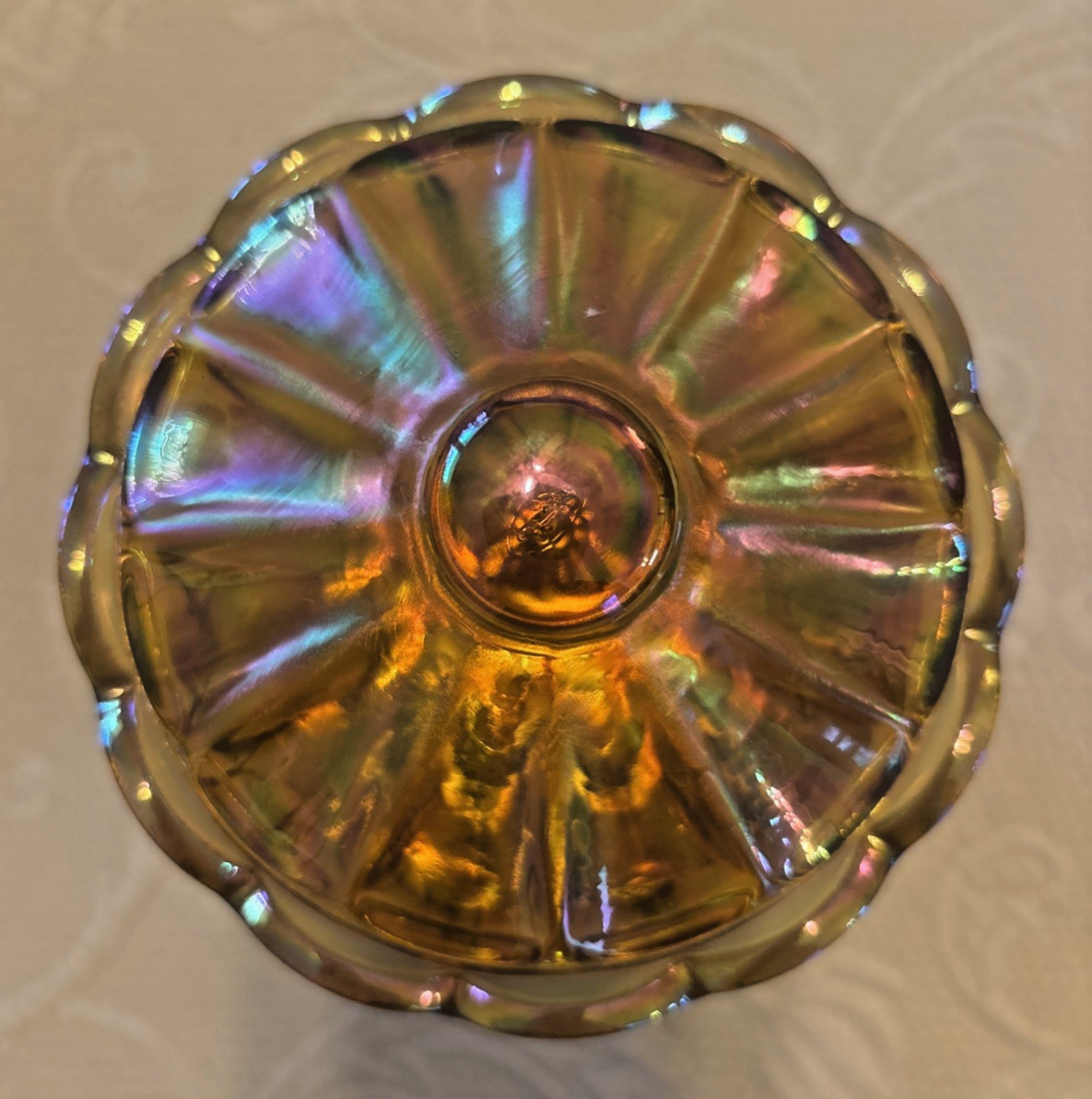 Fenton Art Glass Candy Box Berries on Autumn Gold 100 Years Handpainted Signed
