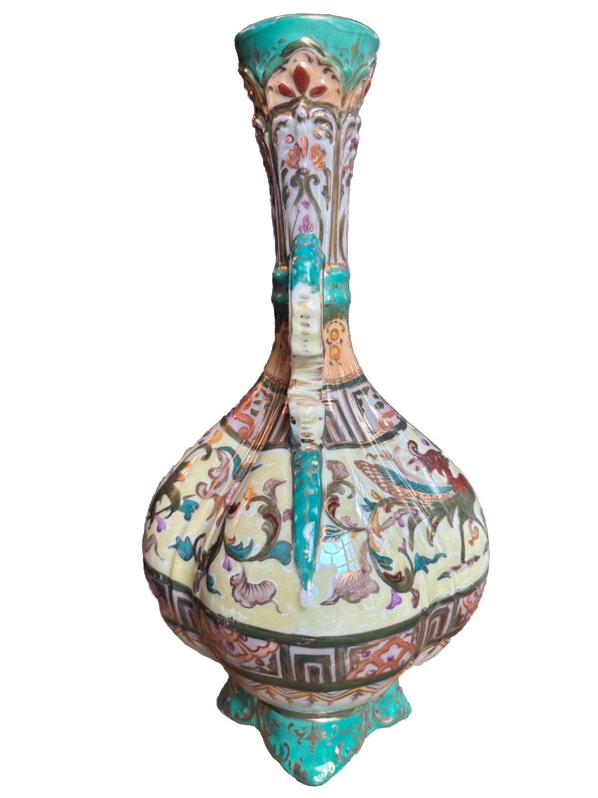 Unmarked Nippon/japan 11” Vase 2 Handle Edwardian Victorian
