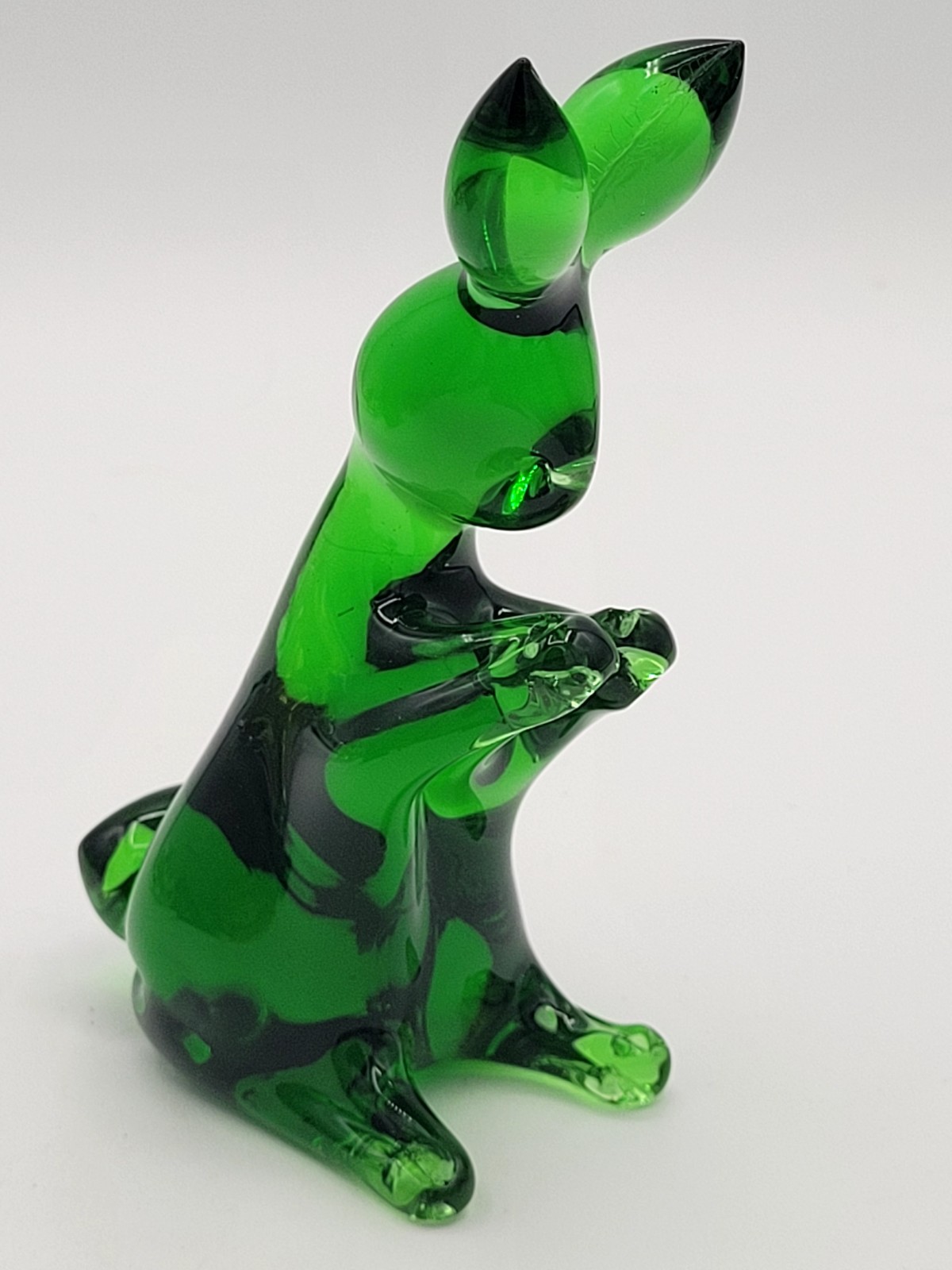 Kanawha Emerald Green Art Glass Rabbit Hand Blown Figurine 4.5″ X 2.5 Mint