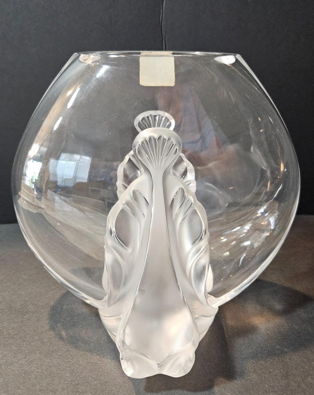 Lalique “Garance” Abstract Aquatic Vase in Polished & Frosted Crystal France