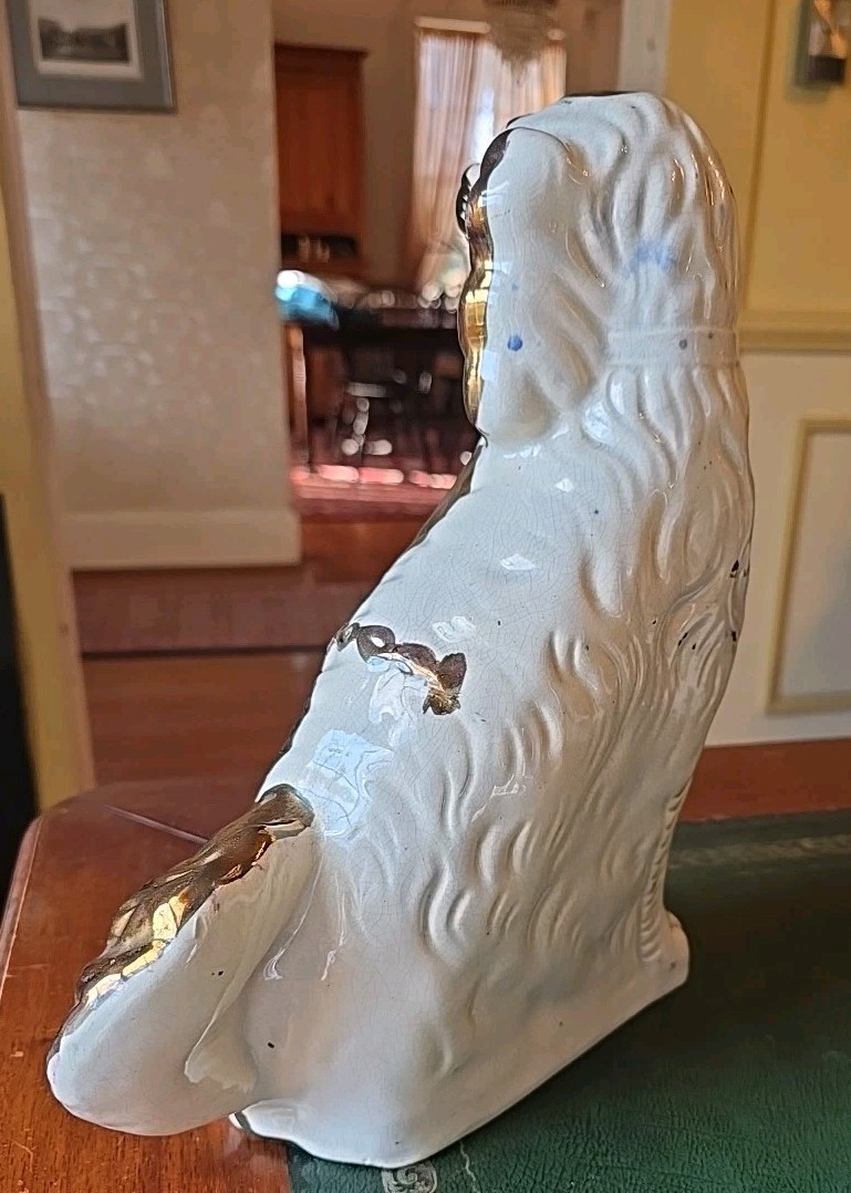 Stately Antique Copper Luster King Charles Spaniel Mantel Dog, Victorian Era