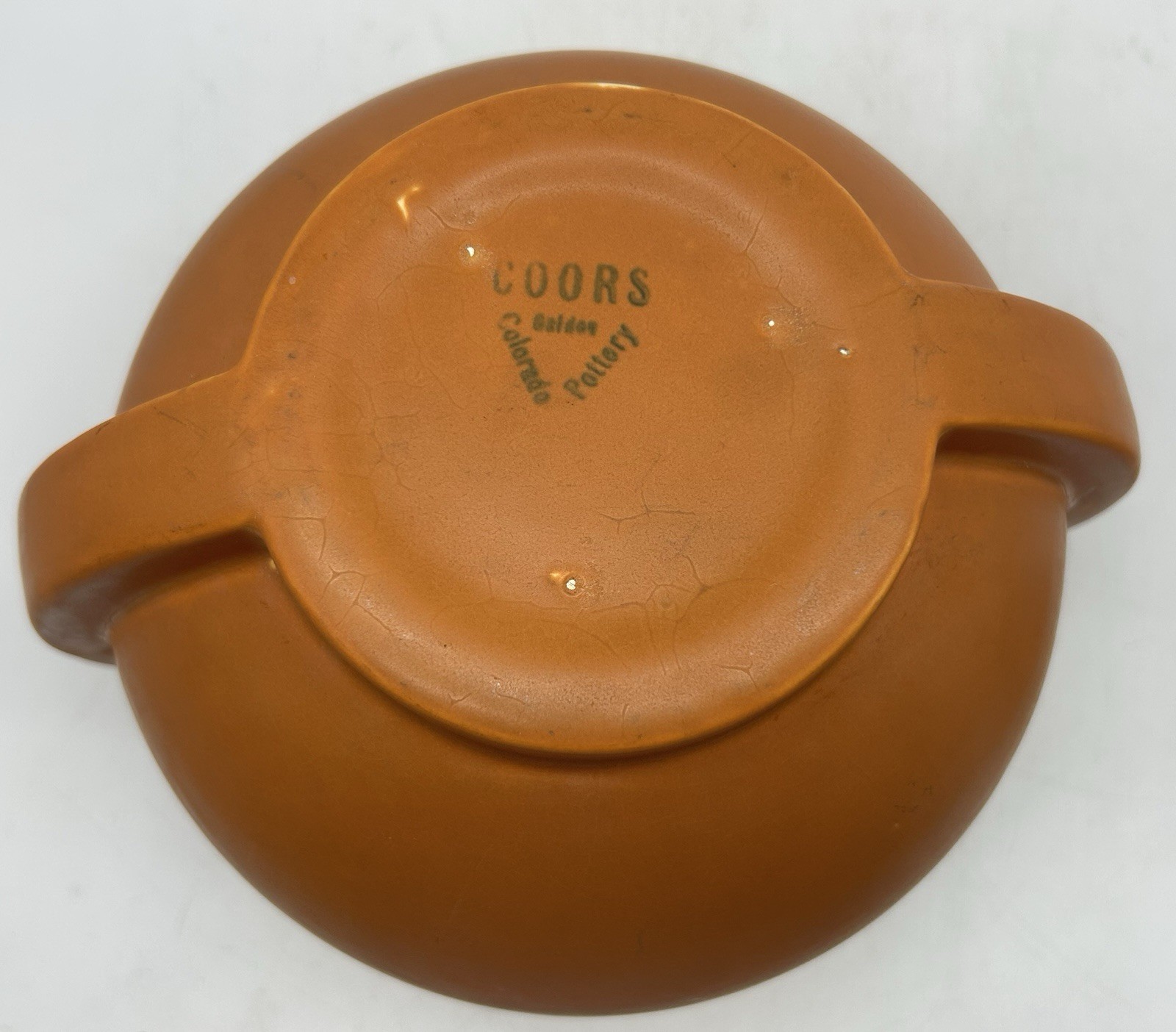 Coors Art Pottery Vase Orange Art Deco, Colorado, Double Handles