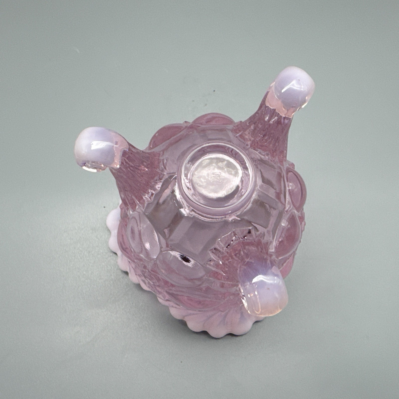 Mosser Glass Pink Opalescent Spooner Vase Eye Winker
