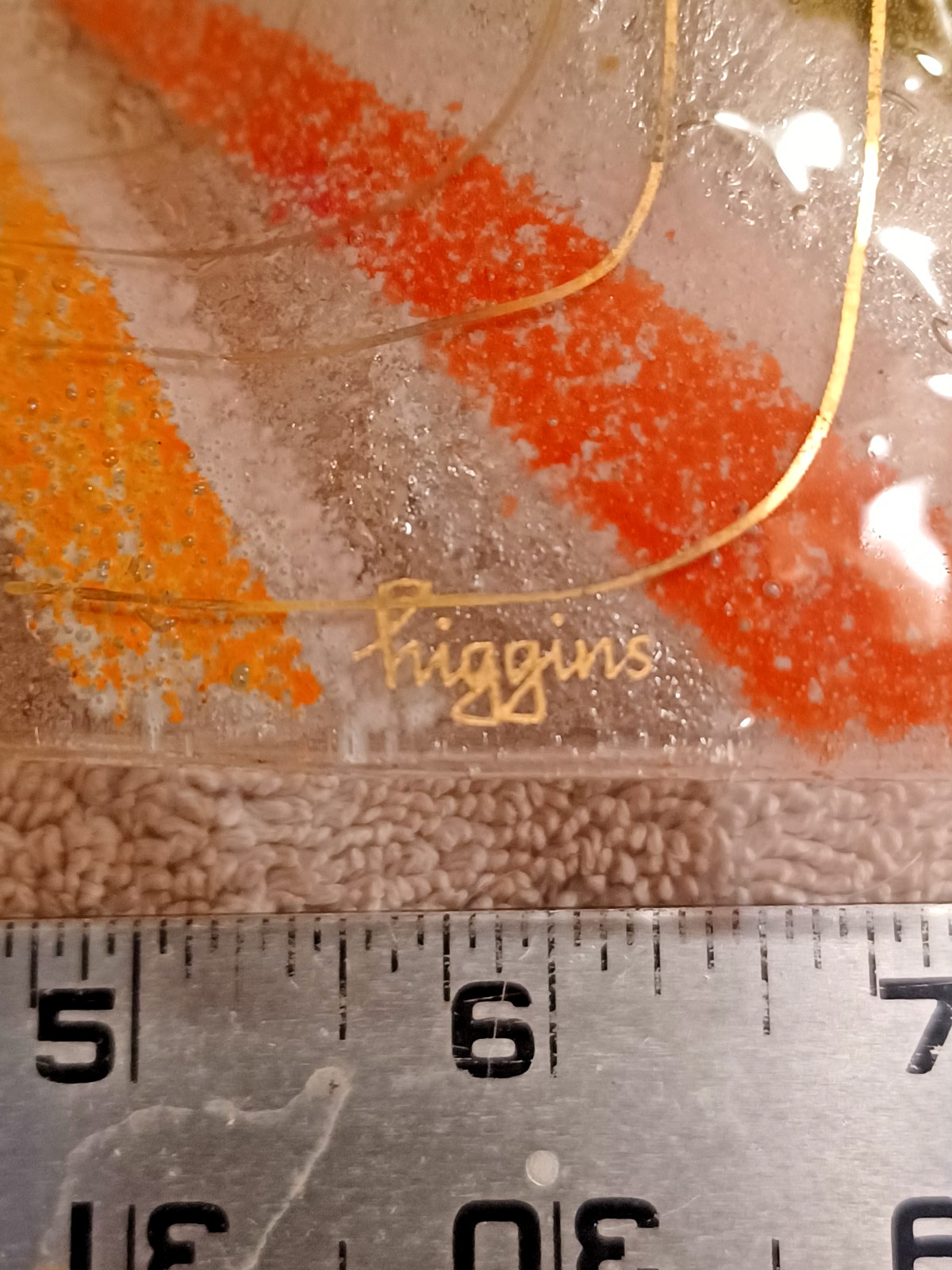 Vintage Higgins Art Glass Fused Glass Square Tray Radial Starburst Design MCM