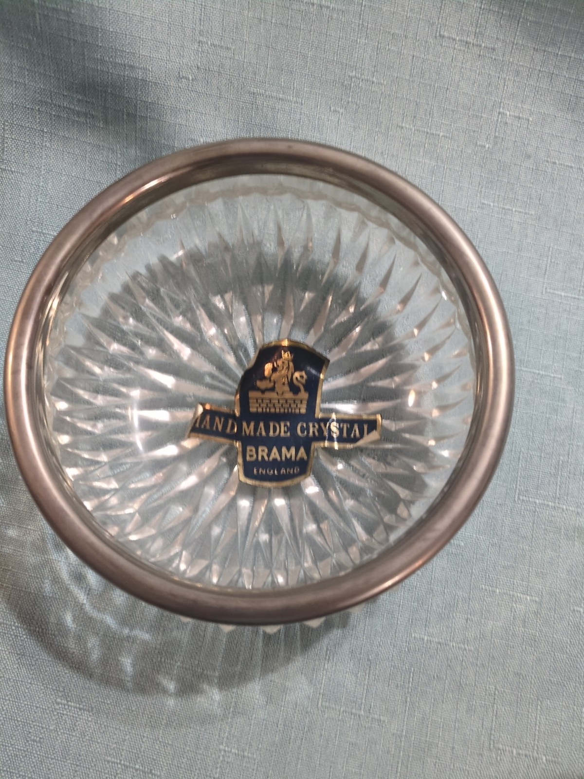 ANTIQUE VINTAGE HAND MADE CRYSTAL CUP/BOWL BRAMA ENGLAND VERY UNIQUE 5″X2″