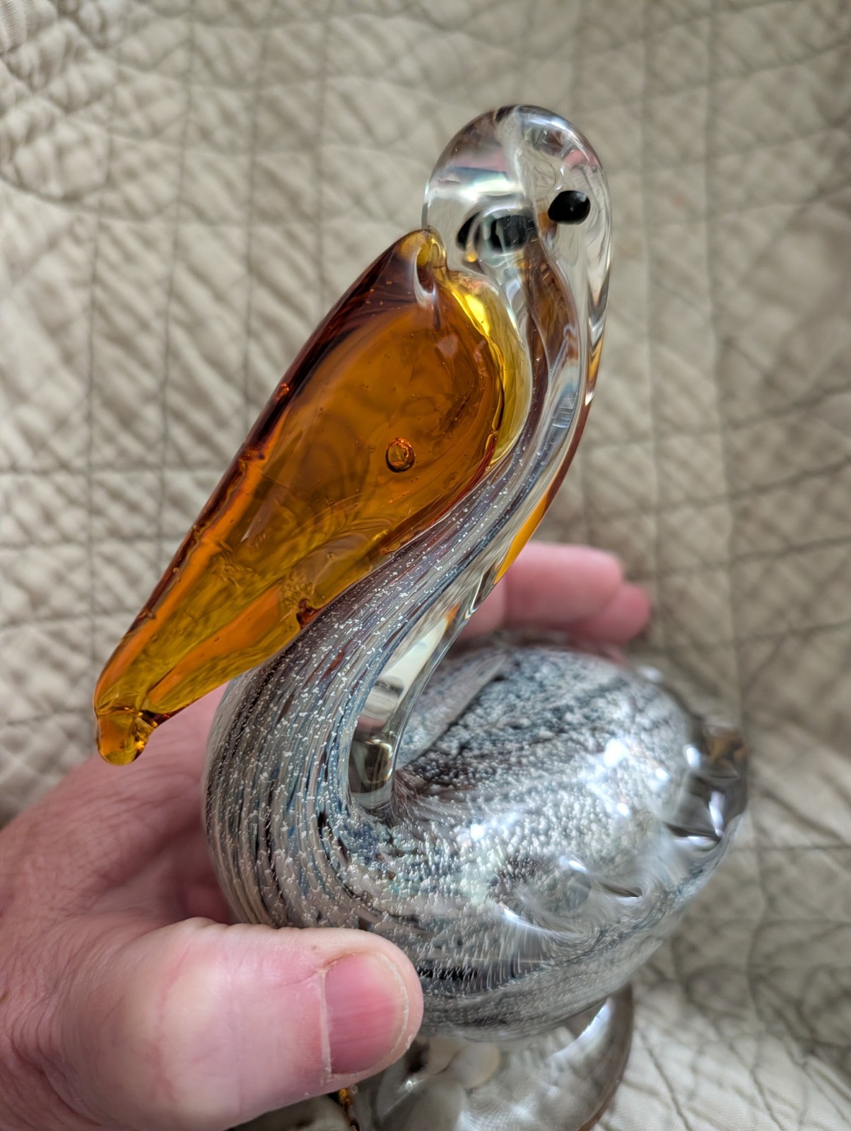 Art Glass Murano Style 6″ Pelican Figurine