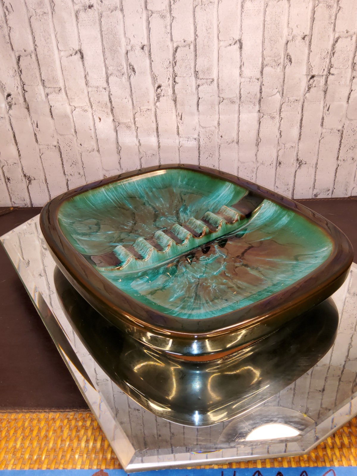 Vintage awesome ASHTRAY CIGARETTE / CIGAR by Blue Mountain Pottery 11.75″