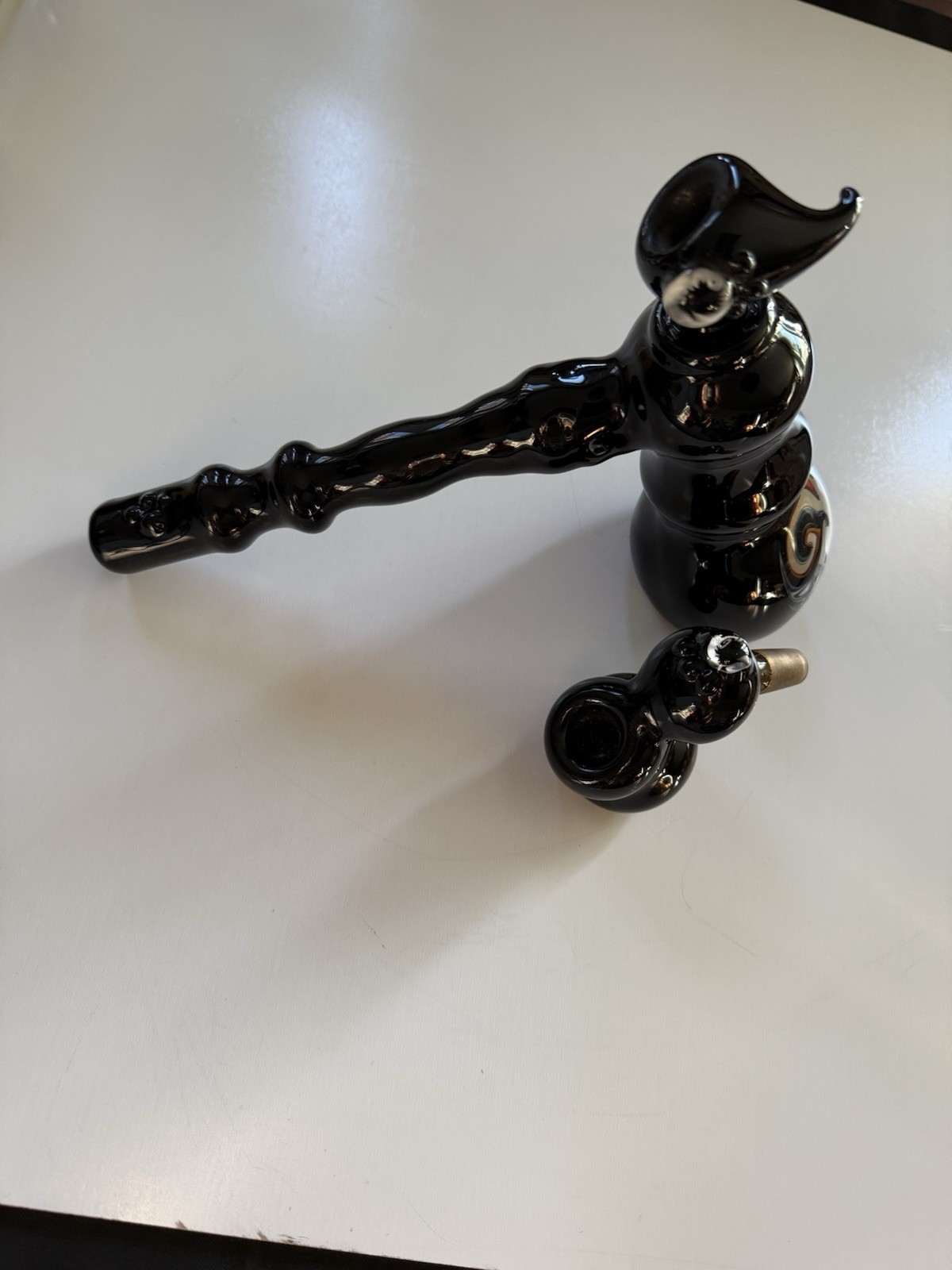 Evan wood Glass Custom Black On Black See-Through Window & Worked Ash Catcher