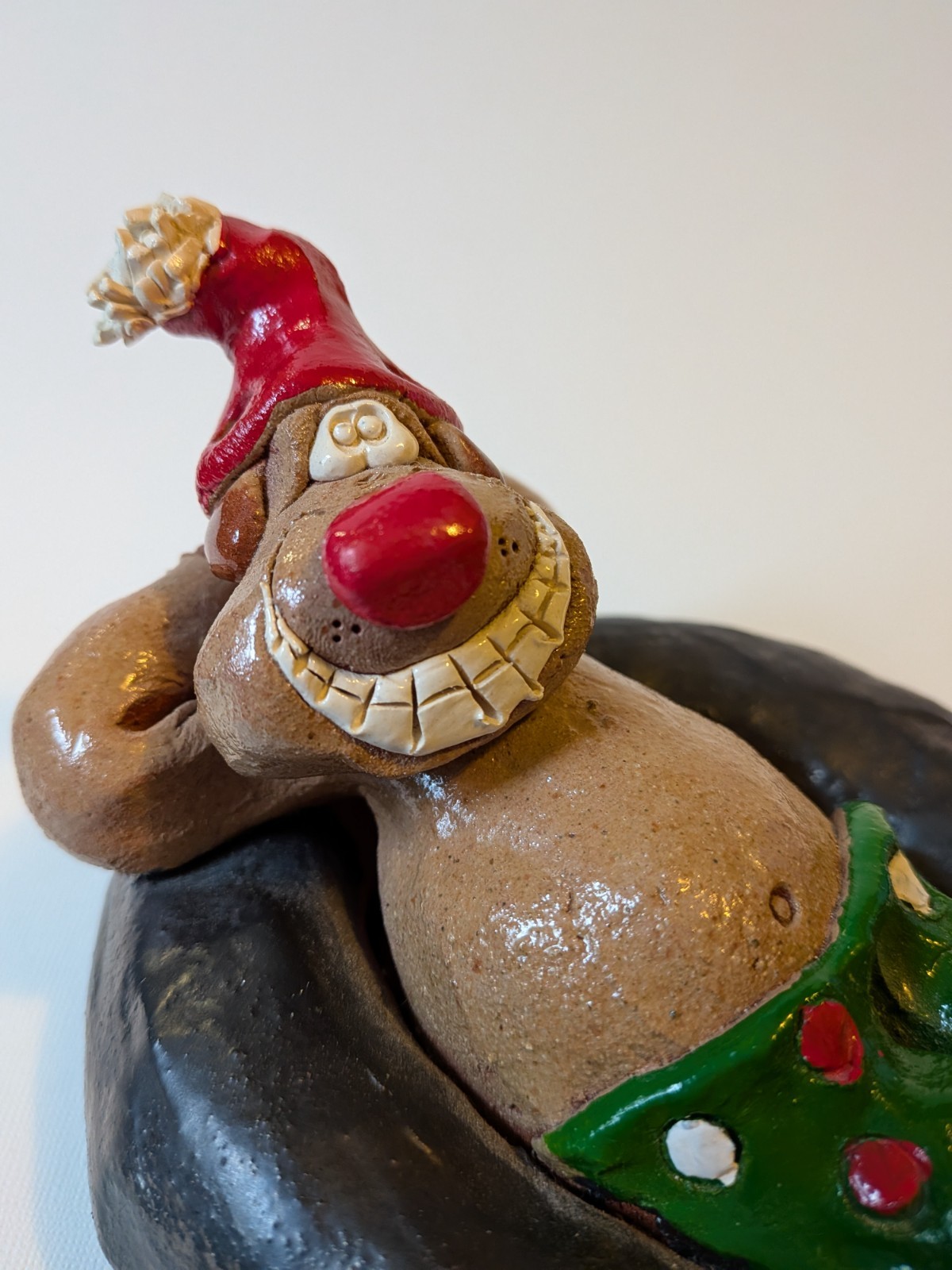 Vtg Nancy Hicks Art Pottery Santa’s Reindeer Swimming Figurine Whimsical Funny!