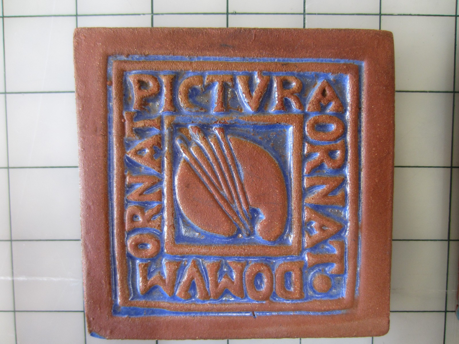 Lot of 3 Moravian Tile Works 4 x 4″ Art Pottery PA, Sheep, Wine Grapes, Artist