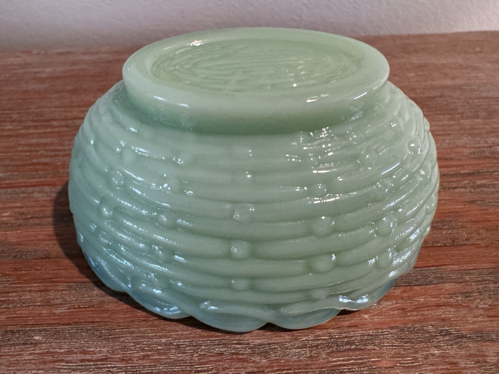 Mosser Jadeite Bunny On Nest Covered Candy Dish