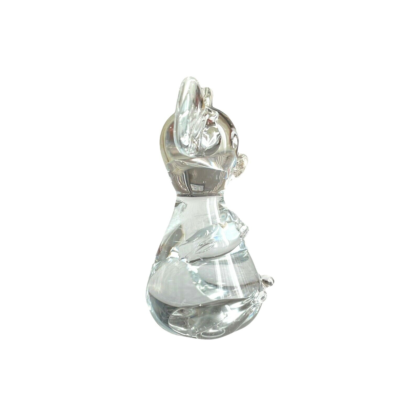 Glass Mouse Figurine Paperweight Clear Mouse Polished Bottom Few Bubbles