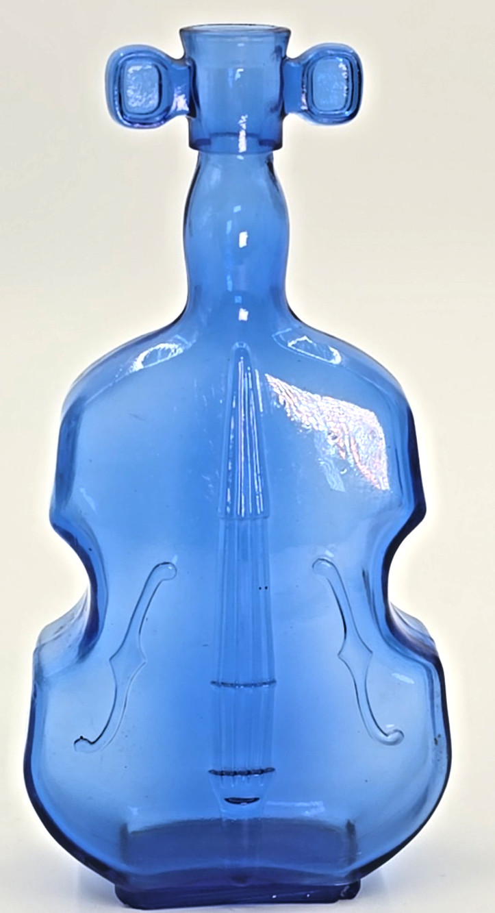 Vtg MCM Cobalt Blue Art Glass Violin Vase 8″ Music Decor Stamped 5 Collectible