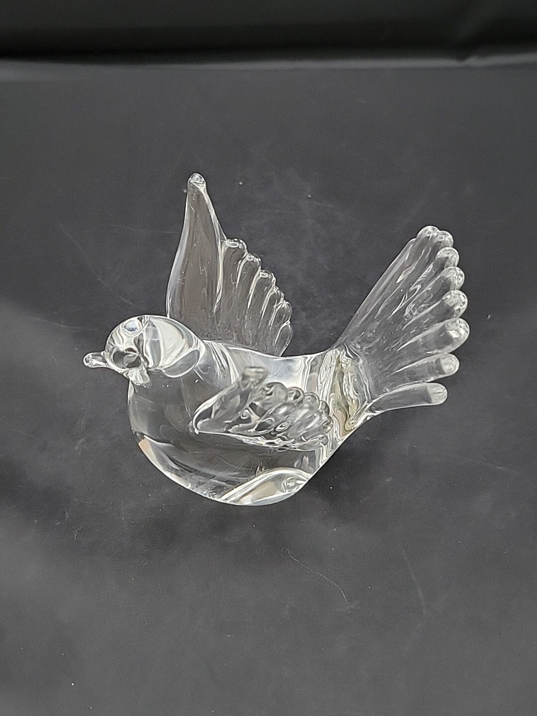 Murano Art Glass Bird Wings Up Clear Glass Paperweight Figurine V Nason Italy