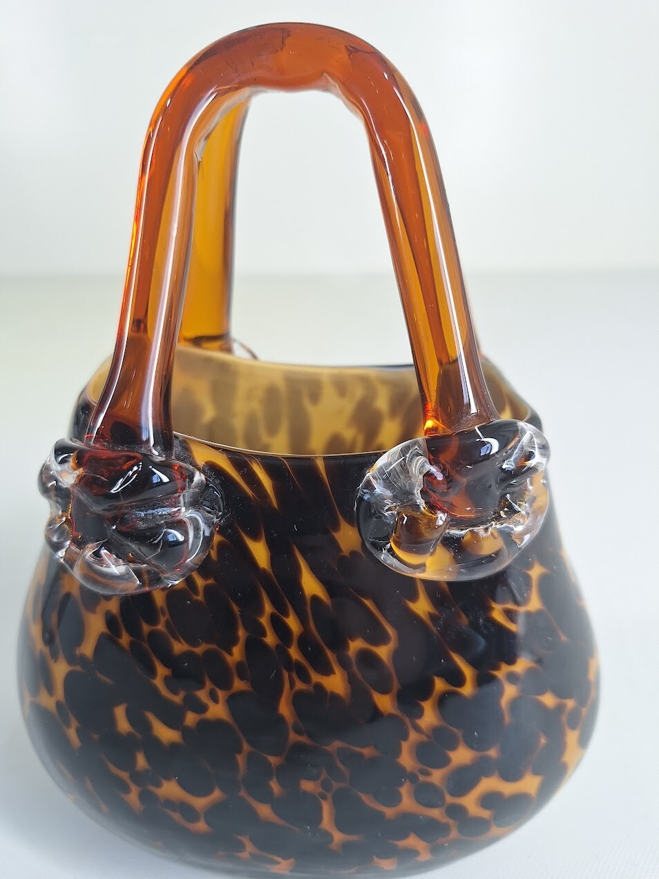 Vintage Fine Italian Murano Glass Hand Blown VASE DECOR Basket Style