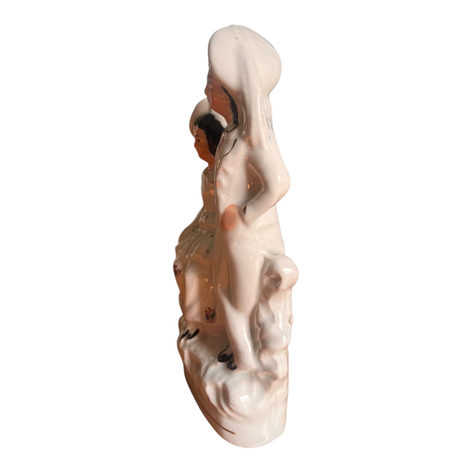 Pretty Antique Staffordshire Figurine Courting Couple – 7″ x 4.5″ x 2″